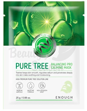 фото enough тканевая маска с экстрактом чайного дерева pure tree balancing pro calming mask beauty