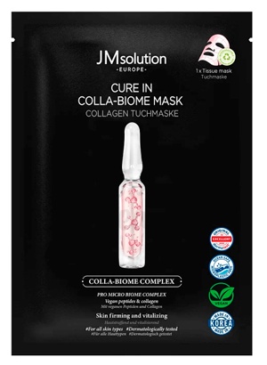 фото jmsolution лечебная маска с 3 видами коллагена и пробиотиками europe cure in colla-biome mask beauty