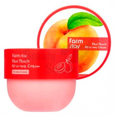 фотоFARMSTAY Крем для лица и тела с экстрактом Персика Real Peach All In One Cream 300ml  бьюти сизон