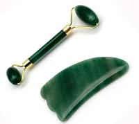 фото Набор нефритовый Роллер и Скребок в форме лапки Зеленый Anti-Aging Facial Massage Gift Set  уход за кожей