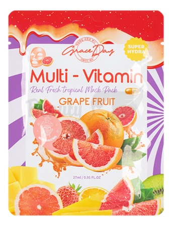 Grace Day Тканевая маска с экстрактом Грейпфрута Multi-Vitamin Grape Fruit Mask Pack
