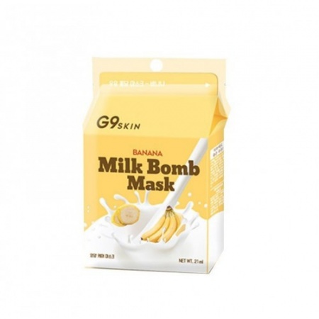 фото g9skin маска для лица тканевая milk bomb  mask-banana, 21мл beauty