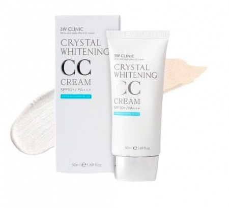 фото 3w clinic осветляющий сс крем для лица - crystal whitening cc cream spf 50/pa+++ (glitter beige) beauty
