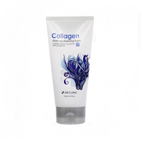3W CLINIC Пенка для умывания Коллаген Collagen Clean Up Cleansing Foam