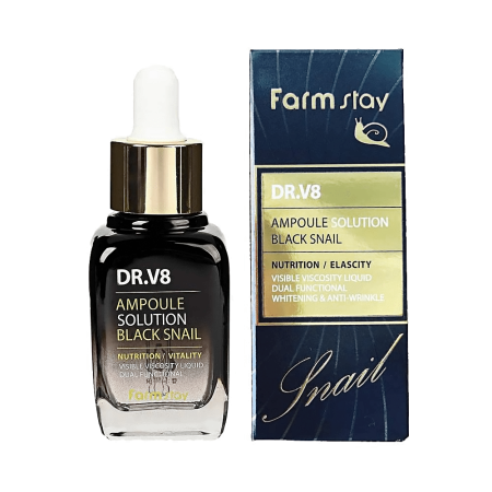 FARMSTAY Ампульная сыворотка с муцином черной улитки  - DR.V8 Ampoule Solution Black Snail