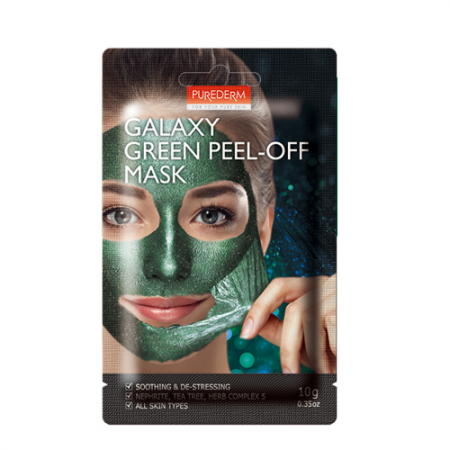 фото purederm маска-пленка очищающая зеленая - galaxy  green peel-off mask beauty