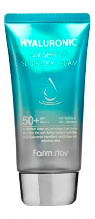 фотоFARMSTAY Солнцезащитный крем с гиалуроновой кислотой Hyaluronic UV Shield Sun Block CreamF50+PA+++ бьюти сизон