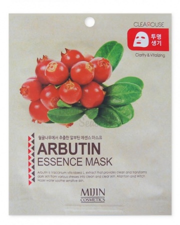 фото mijin cosmetics маска для лица тканевая арбутин - arbutin essence mask 25гр beauty