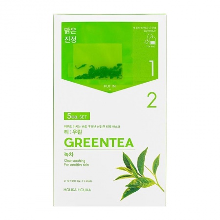 фото holika holika тканевая маска с экстрактом зеленого чая - clear sooting green tea 27ml beauty