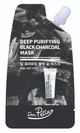 фото i'm petie маска для лица с черным углем deep purifying black charcoal mask beauty