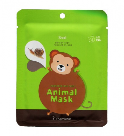 фото berrisom маска тканевая с муцином улитки - animal mask series - monkey beauty
