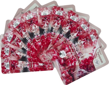 фото 3w clinic набор 10 шт тканевая маска для лица с экстрактом граната - fresh pomegranate mask sheet beauty