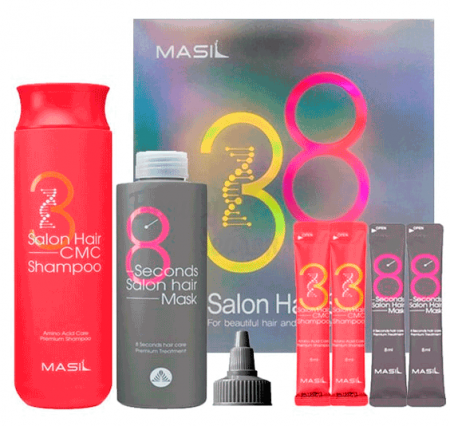 фото masil набор для волос восстанавливающий шампунь + маска - masil 38 salon hair set beauty