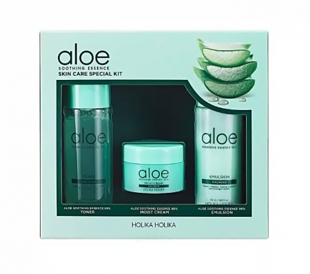 HOLIKA HOLIKA Набор миниатюр (тоник, эмульсия, крем) - Aloe Soothing Essence Skin Care 3 Kit Set