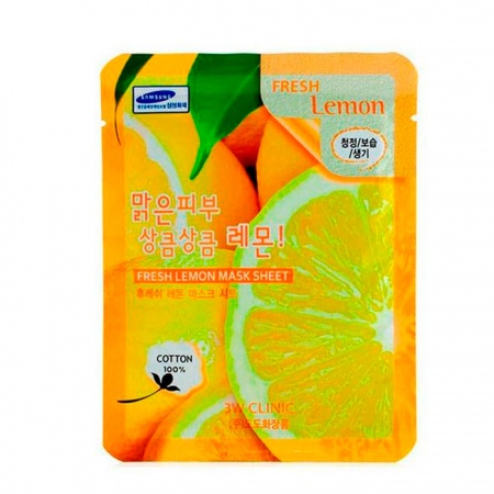3W CLINIC Тканевая маска для лица с экстрактом Лимона - Fresh Lemon Mask Sheet