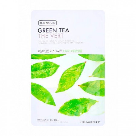 фото the face shop тканевая маска с зеленым чаем - real nature green tea mask sheet beauty