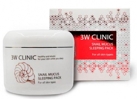 фото 3w clinic маска для лица ночная с улиточным муцином - snail mucus sleeping pack beauty