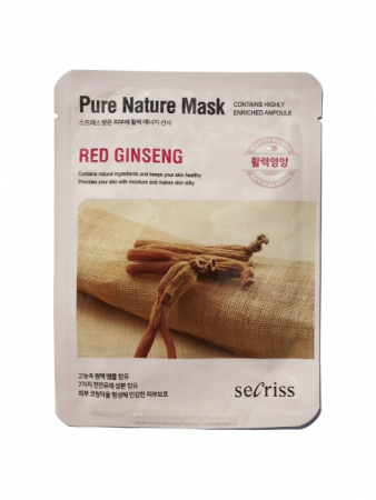 фото anskin secriss тканевая маска с касным женьшенем - rure nature mask red ginseng beauty