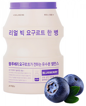 A'PIEU Маска для лица тканевая йогуртная Черника - Real Big Yogurt One Bottle  (Blueberry), 21 р.