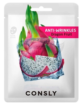 CONSLY Антивозрастная тканевая маска с экстрактом Драгонфрута Anti-Wrinkles Dragon Fruit Mask Pack
