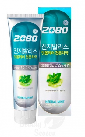 фото aekyung  2080 зубная паста со вкусом мяты и целебных трав - k herbal mint, 120 g + 20 g beauty