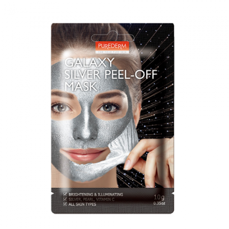 фото purederm маска-пленка очищающая серебро - galaxy silver peel-off mask beauty