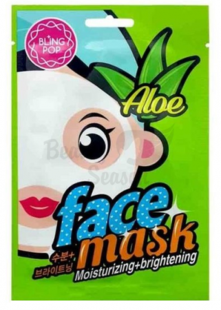BLING POP Маска для лица тканевая Алоэ - Aloe Moisturizing & Brightening Mask