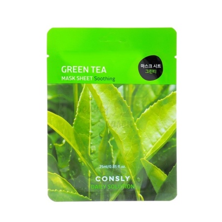 CONSLY Тканевая маска с экстрактом листьев Зеленого чая Green Tea Mask Sheet Soothing