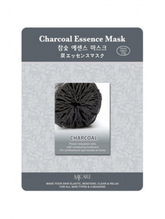 фото mijin маска тканевая древесный уголь - charcoal essence mask 23гр beauty