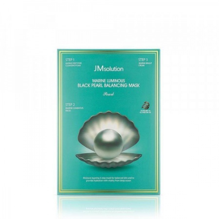 фото jmsolution трёхшаговый набор для сияния кожи - marine luminous black pearl balancing mask beauty