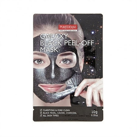 фото purederm маска-пленка очищающая черная - galaxy black peel-off mask beauty
