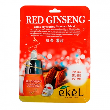 EKEL Маска с экстрактом Красного женьшеня Red Ginseng Ultra Hydrating Essence Mask