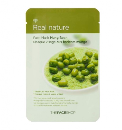 фото the face shop тканевая маска - real nature mask sheet mung bean beauty
