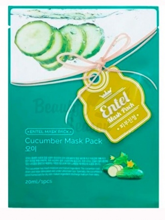 ENTEL Маска тканевая с экстрактом Огурца Cucumber Mask Pack