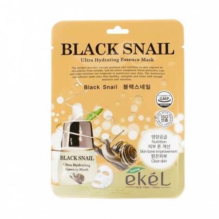 фото ekel маска с муцином черной улитки - black snail ultra hydrating essence mask beauty