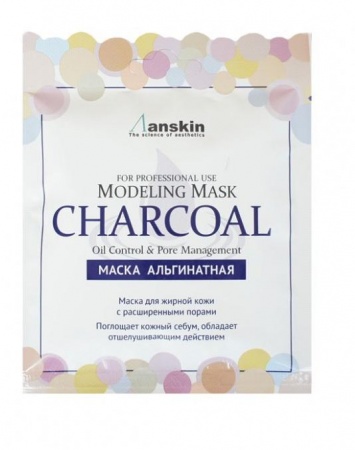 фото anskin original маска альгинатная для кожи с расширенными порами - charcoal modeling mask (саше) beauty