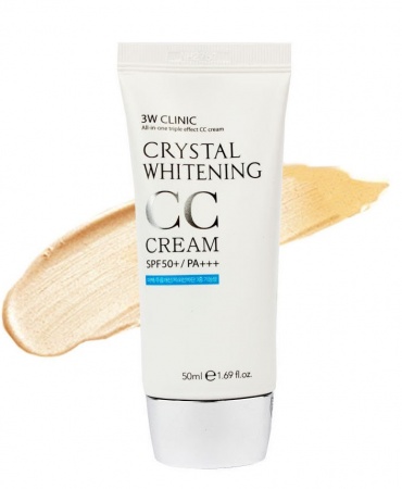 3W CLINIC Осветляющий СС крем для лица - Crystal Whitening CC Cream SPF 50/PA+++ (Natural Beige)