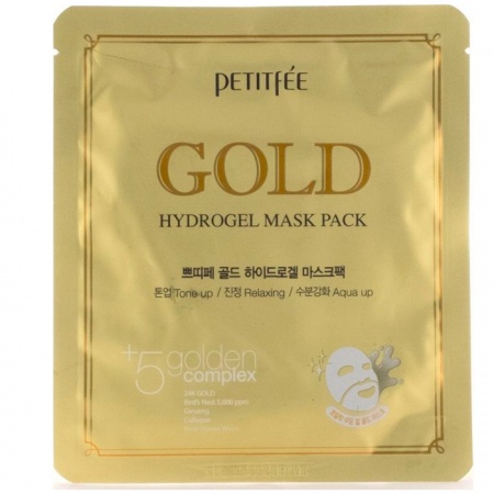 фото petitfee маска для лица гидрогелевая c золотом gold hydrogel mask pack, 32 гр beauty