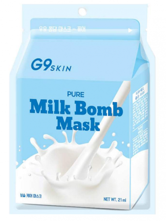 фото g9skin маска для лица тканевая milk bomb mask-pure, 21мл beauty